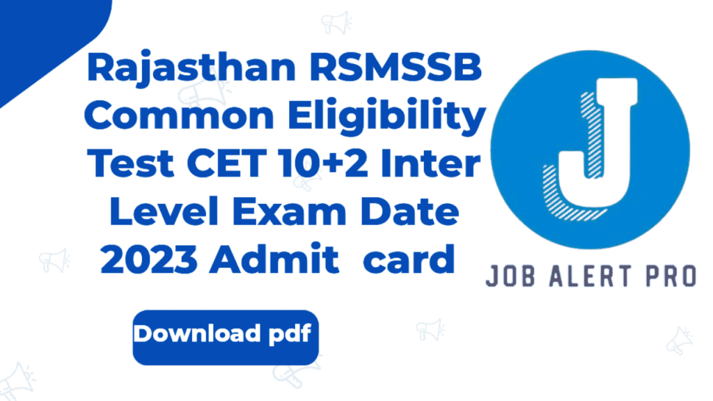RSMSSB CET Inter Level Exam Date 2023